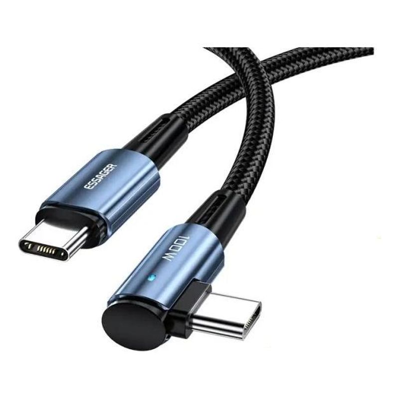 GENERICO - Cable USB Tipo C a Tipo C 100W 90° Carga Rápida 2m 5A