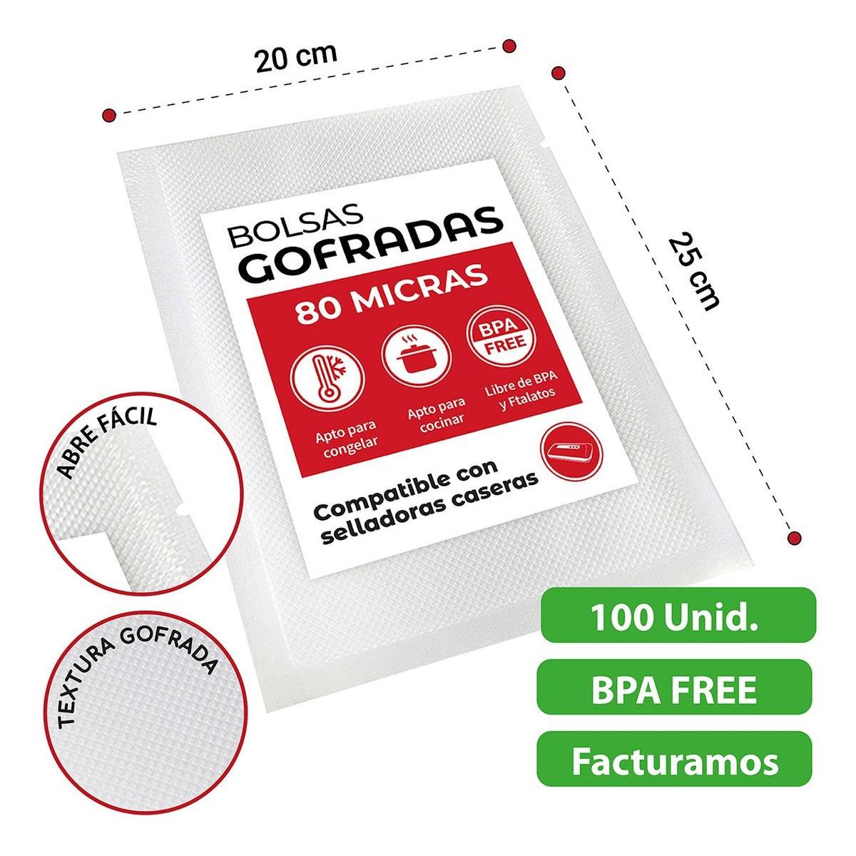 GENERICO - Bolsas Gofradas para Sellado al Vacío 20x25 cm 100 Unidades