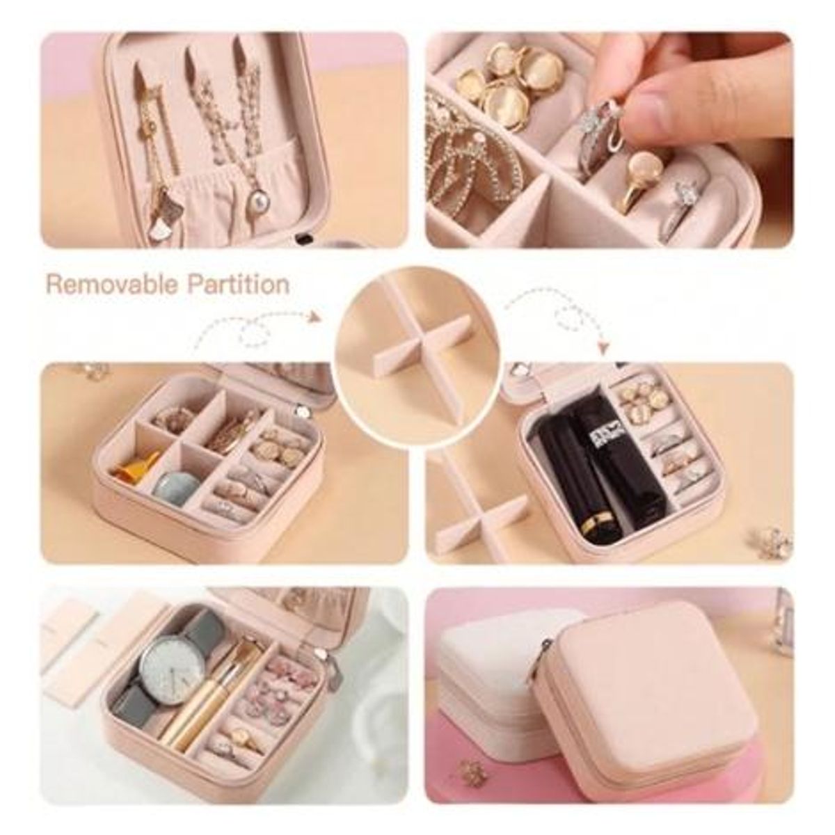 GENERICO - Mini Joyero Portátil de Cuero para Anillos y Collares