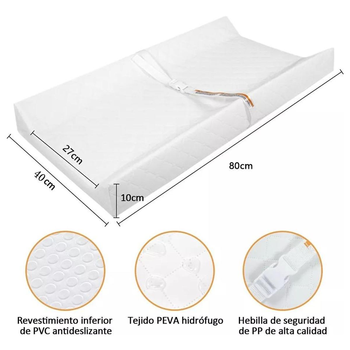 GENERICO - Alfombrilla Suave Impermeable para Cambio de Bebés 80x40 cm