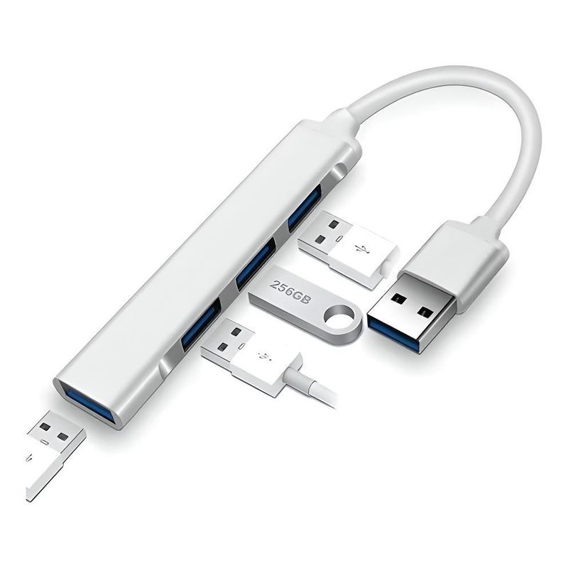 GENERICO - Hub Metálico 4 Puertos USB 30 Ultra Rápido y Compacto