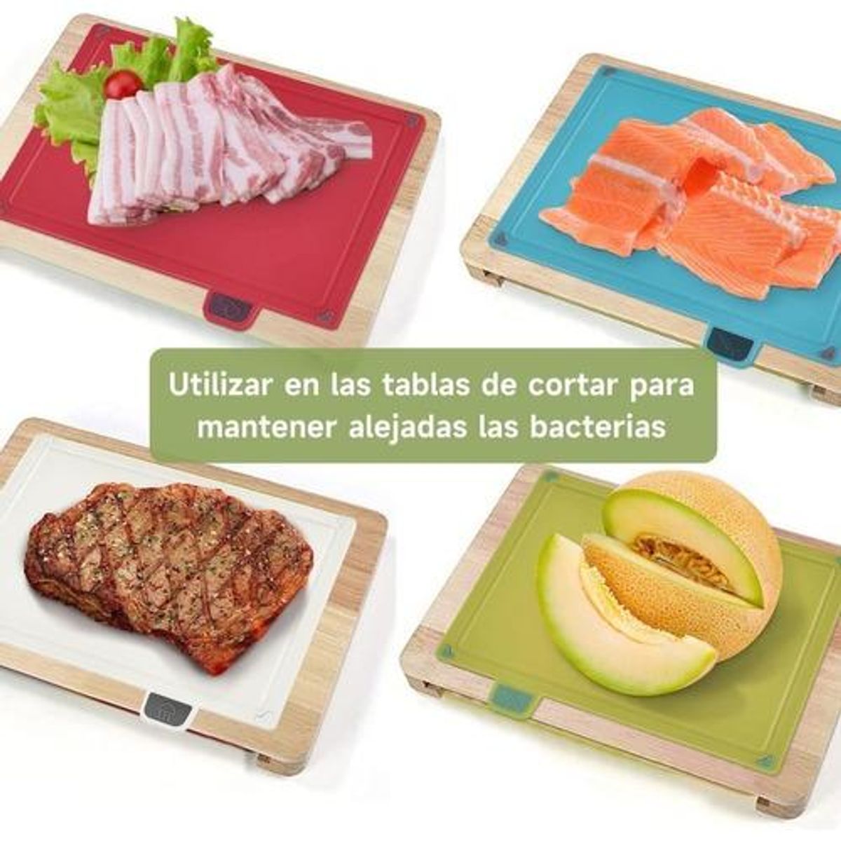 GENERICO - Tablas de Cortar Antideslizantes con Código de Colores 4 Pz