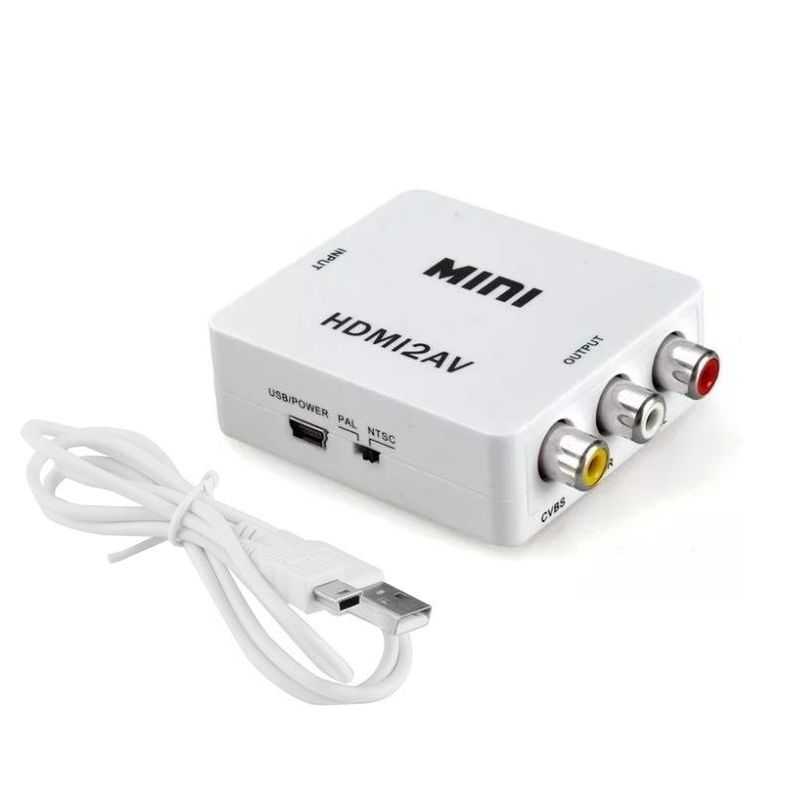 GENERICO - Convertidor HDMI a RCA AV con cables para TV y media