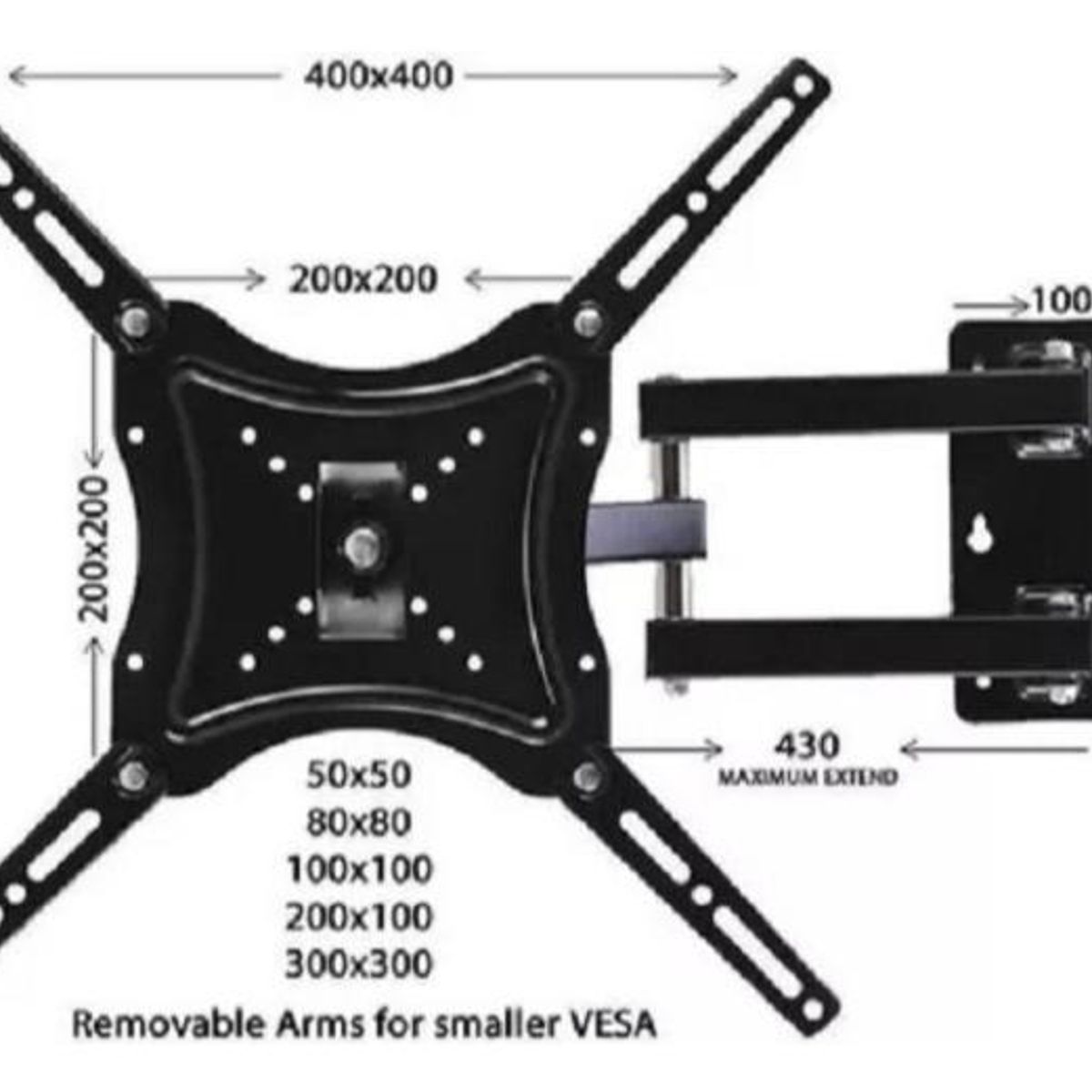 GENERICO - Soporte de Pared Articulado para TV 14-55 Inclinable 50kg