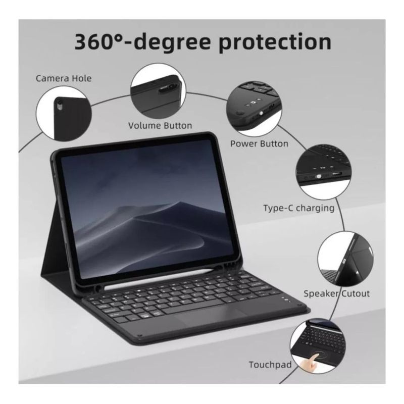 GENERICO - Funda Bluetooth con Touchpad y soporte para iPad 97