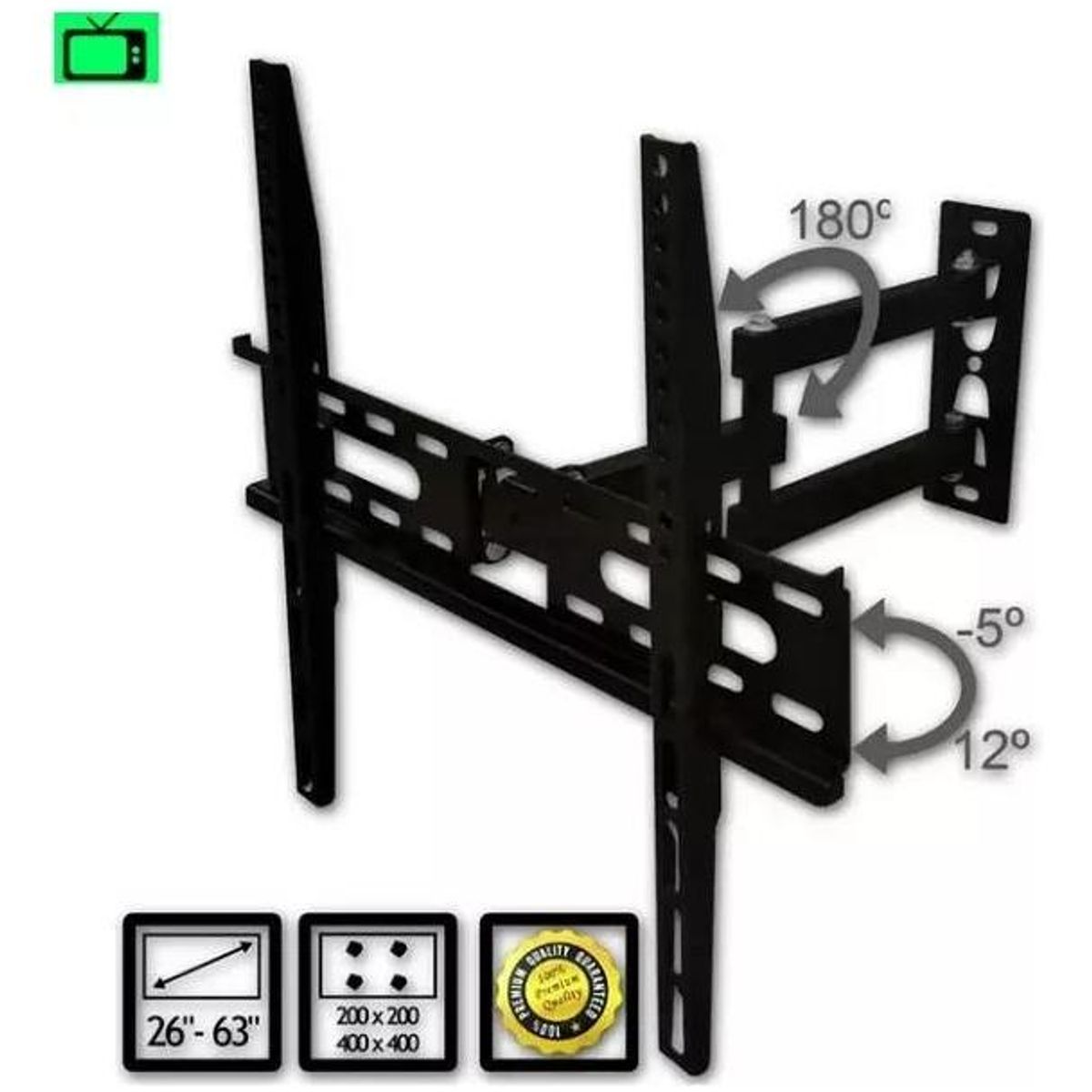 GENERICO - Soporte Articulado para TV de 26 a 63 Ajustable y Giratorio