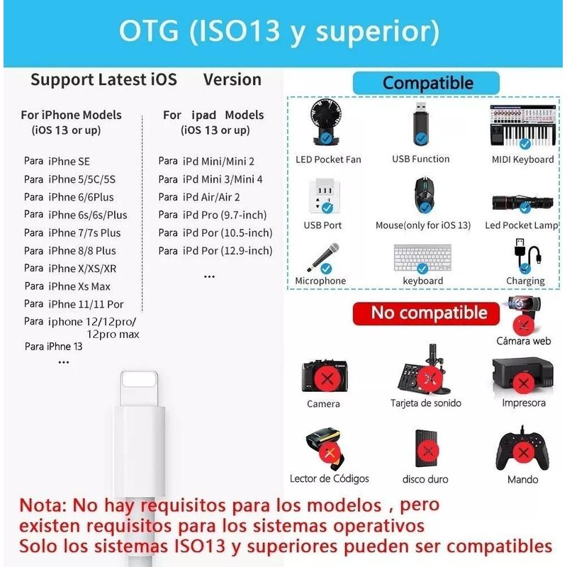 GENERICO - Adaptador Lightning a USB 30 Conexión y Carga Eficiente