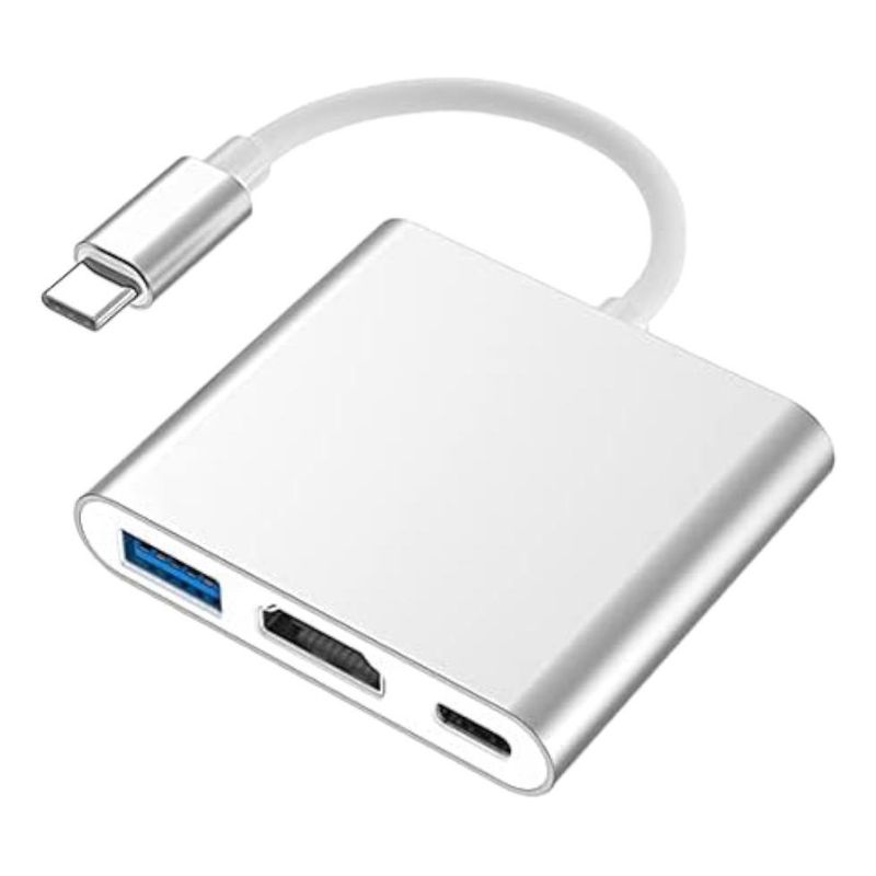 GENERICO - Adaptador USB-C 3 en 1 HDMI para Macbook y Windows