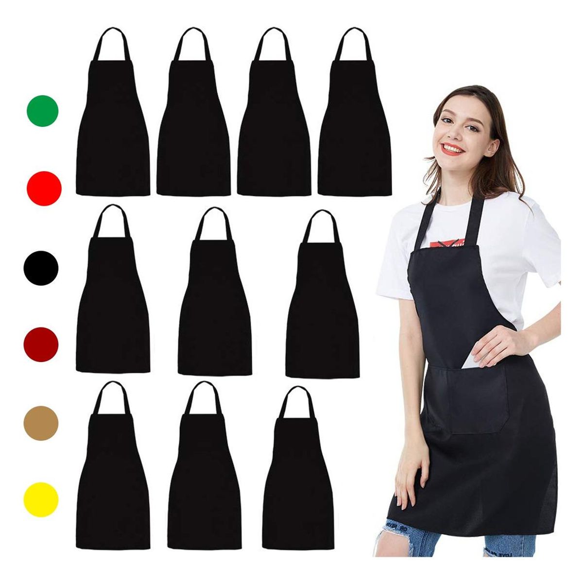 GENERICO - Delantales Unisex 10 Piezas para Chef y Actividades Variadas