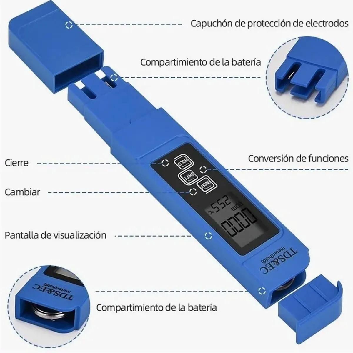 GENERICO - Lápiz de Prueba PH TDS y EC con Calibración Automática