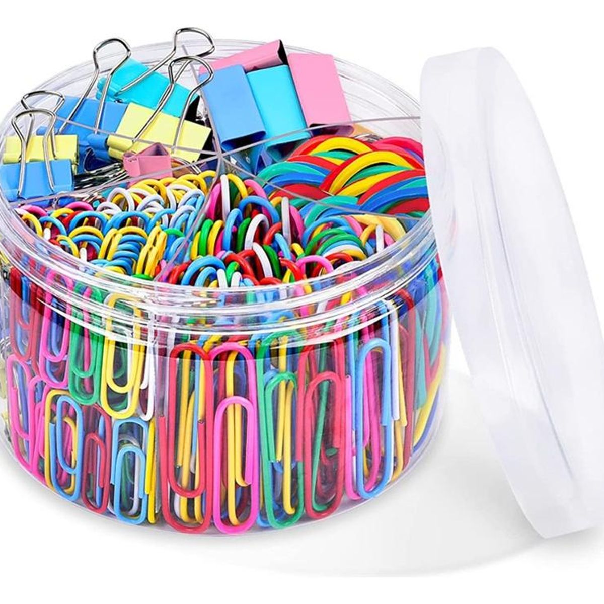 GENERICO - Organizador Colorido de Clips y Gomas para Escritorio