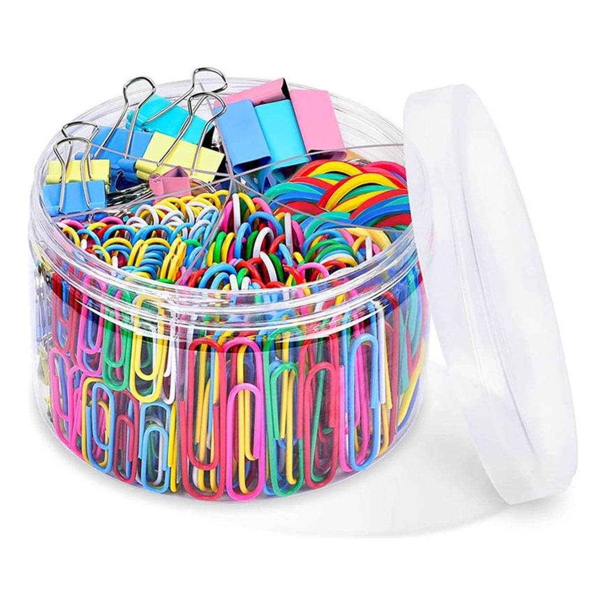 GENERICO - Organizador Colorido de Clips y Gomas para Escritorio