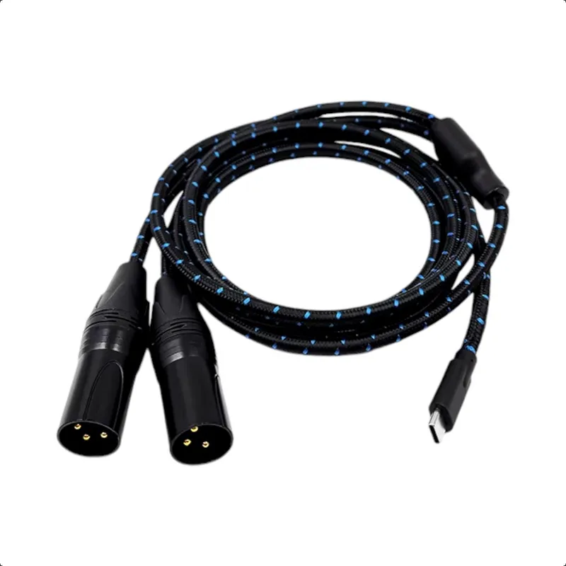 GENERICO - Cable Audio 1m USB C a 2 XLR Macho Trenzado Profesional