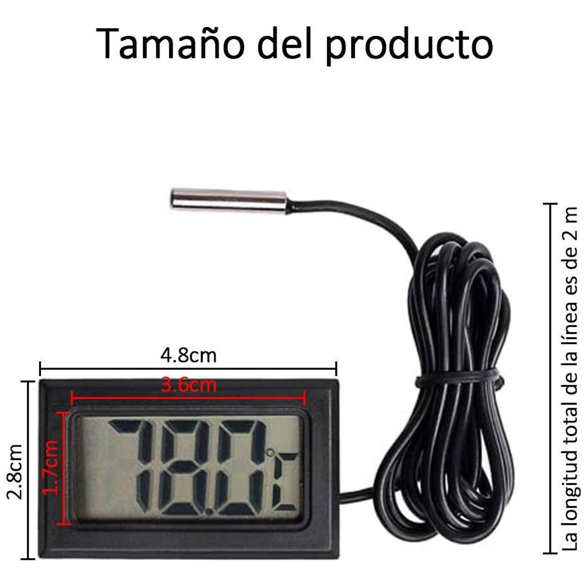 GENERICO - Pack de 5 Termómetros Digitales con Sonda Precisión -50 a 110 °C.