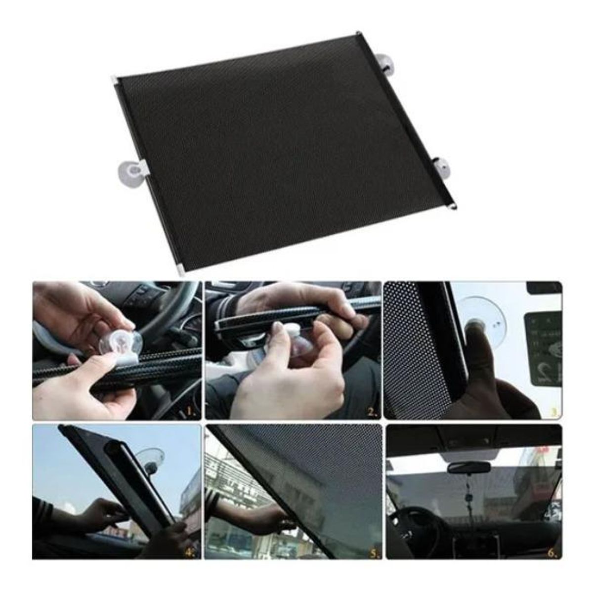 GENERICO - Cortina Retráctil Solar para Parabrisas de Auto 45x125 cm