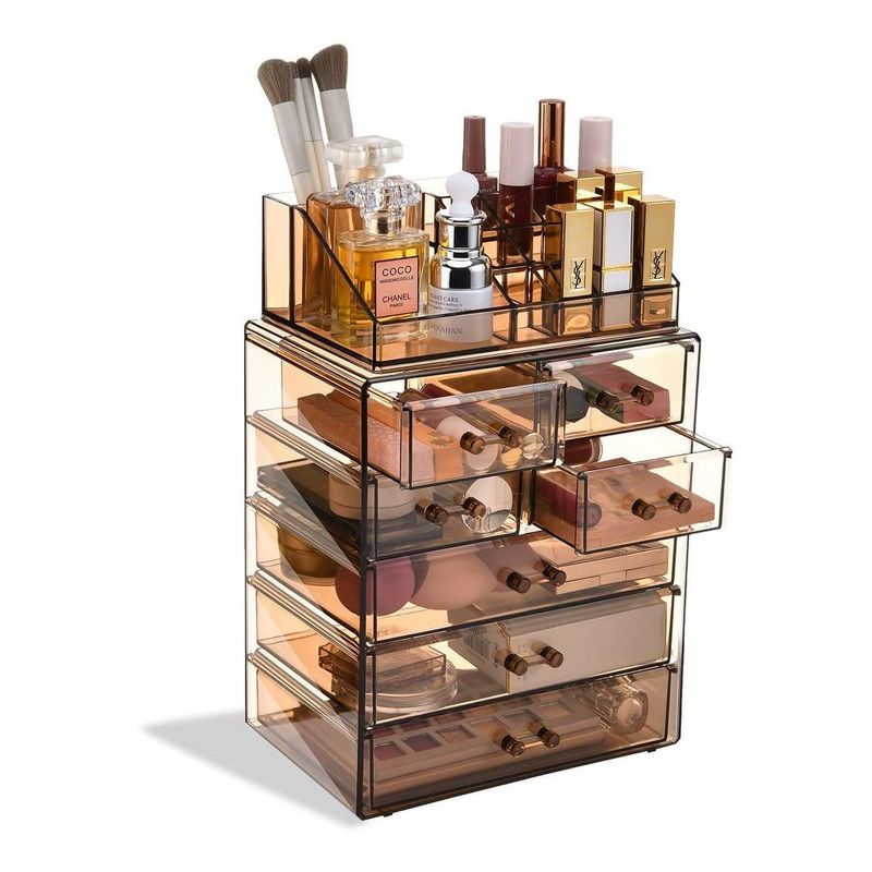 GENERICO - Organizador Acrílico Marrón para Maquillaje y Accesorios