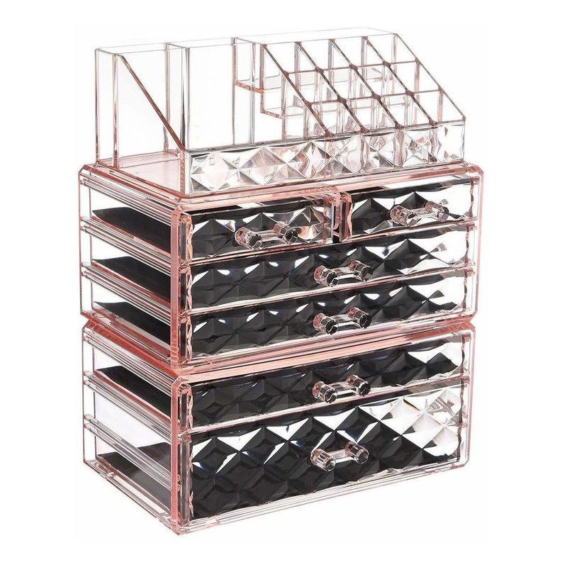 GENERICO - Organizador de Aseo Matrimonial con Cajones Rosa Diamante