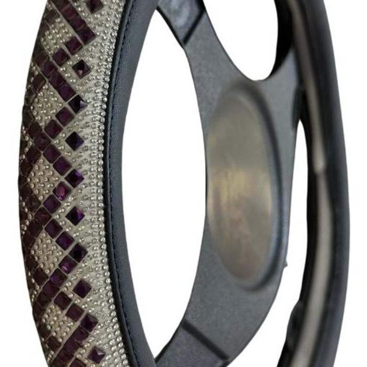 GENERICO - Funda Volante Ecocuero con Brillantes para Vehículos