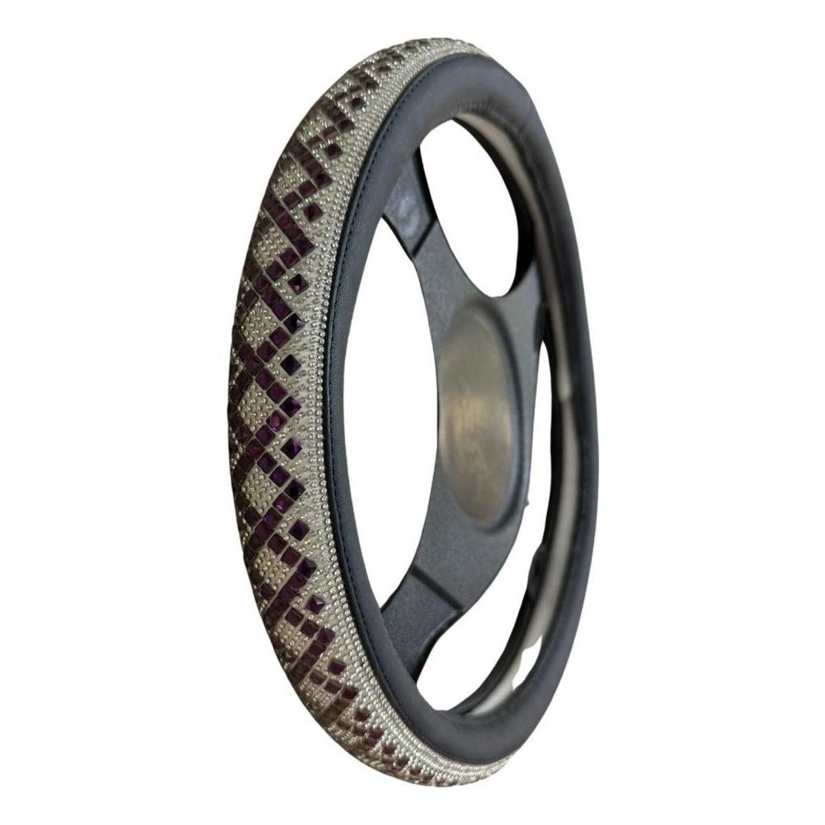 GENERICO - Funda Volante Ecocuero con Brillantes para Vehículos