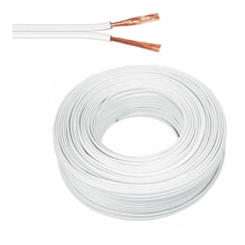 GENERICO - Cable Paralelo Blanco 100m 2x20 AWG Cobre Multifilar