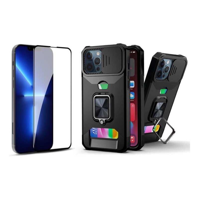 GENERICO - Funda Bumper Reforzada y Protección de Vidrio para iPhone