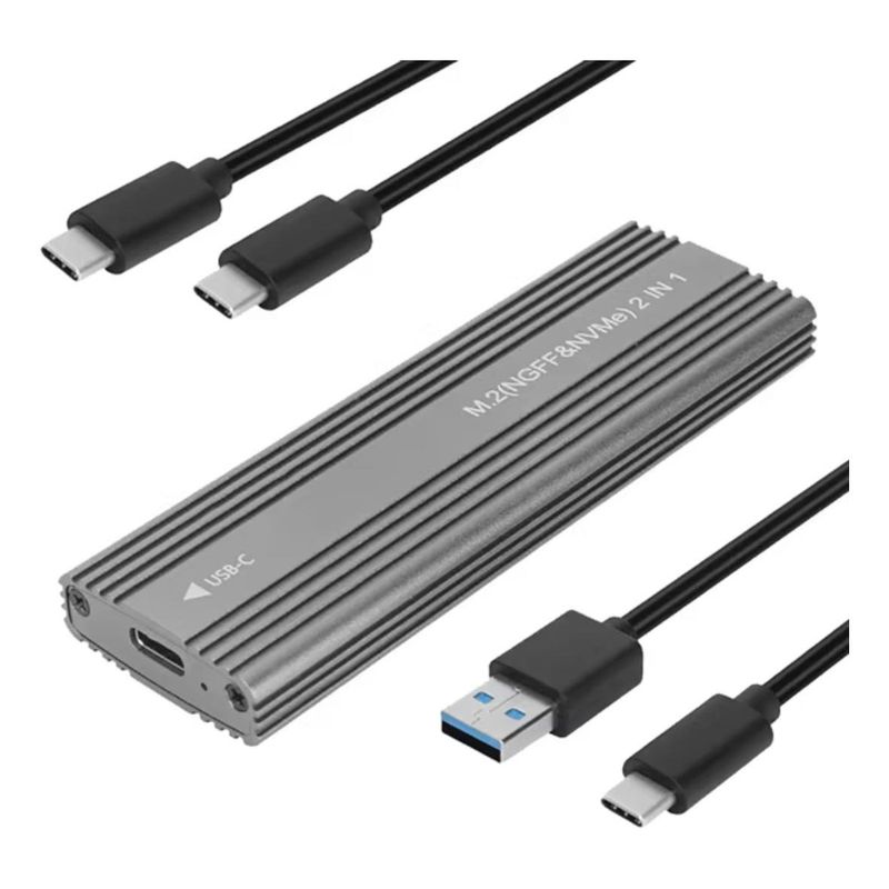 GENERICO - Cofre USB-C para SSD M2 NVMe y SATA alta velocidad 10 Gbps