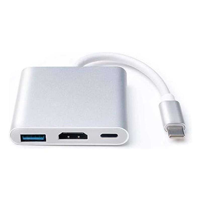 GENERICO - Adaptador 3 en 1 USB C a HDMI 4K y carga rápida portátil