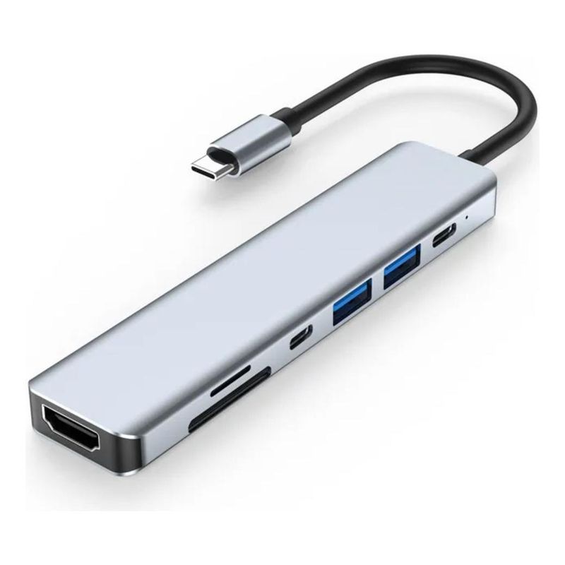 GENERICO - Estación Hub USB-C 7 en 1 con HDMI 4K y carga rápida