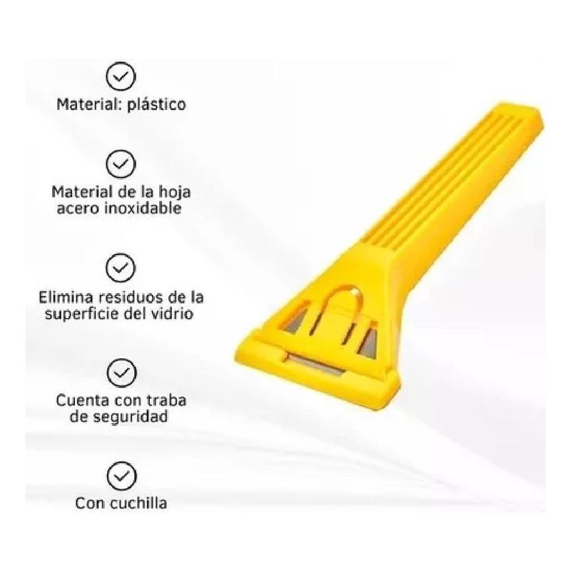 GENERICO - Rascador de Vidrio Amarillo con 6 Hojas de Repuesto