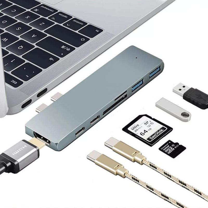 GENERICO - Hub USB-C 7 en 1 para MacBook con HDMI y carga rápida