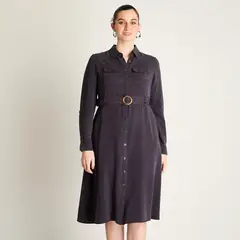 LORENZO DI PONTTI - Vestido Camisero Azul Midi