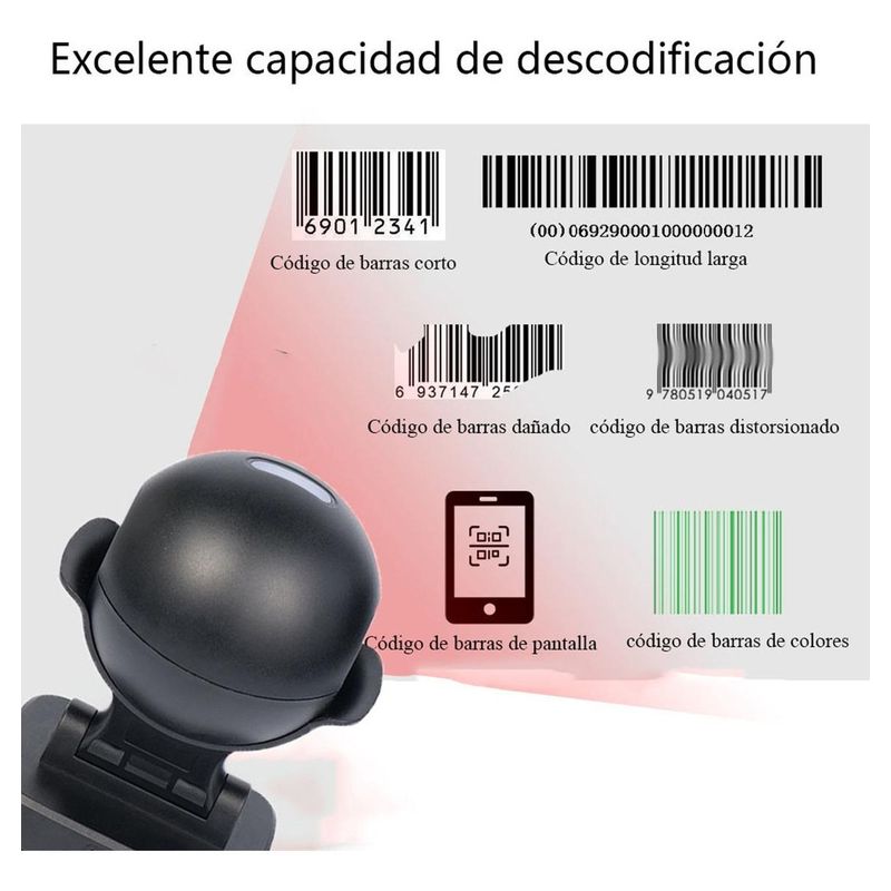 GENERICO - Lector de Códigos de Barras Infrarrojo Omnidireccional USB