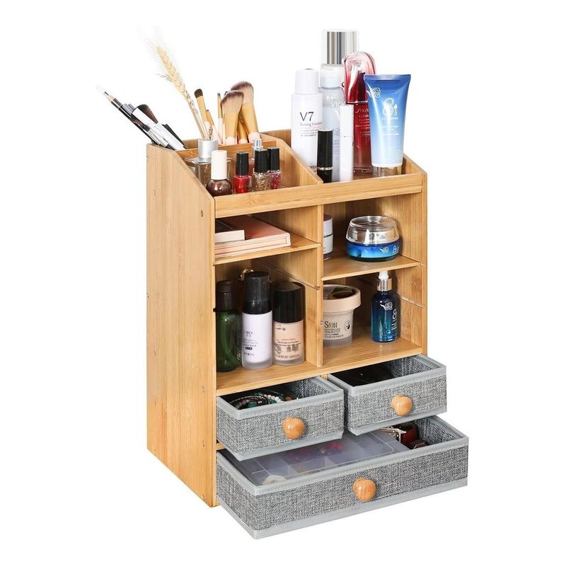 GENERICO - Organizador de Maquillaje Acrílico y Bambú Multicolor
