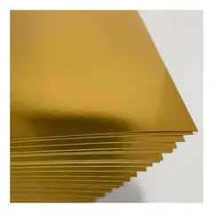 GENERICO - Set de 10 Cartulinas Metálicas Brillantes en Color Dorado
