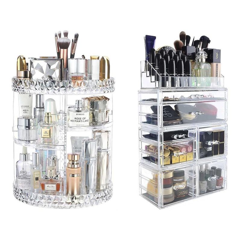 GENERICO - Organizador Acrílico Giratorio con 7 Cajones para Belleza