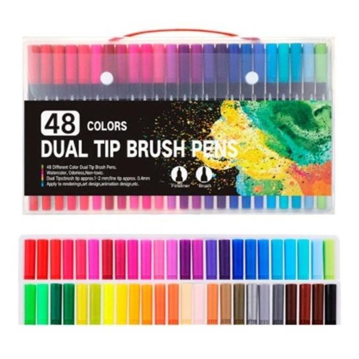 GENERICO - Set de 48 Lápices Brush Pen Acuarelables para Lettering