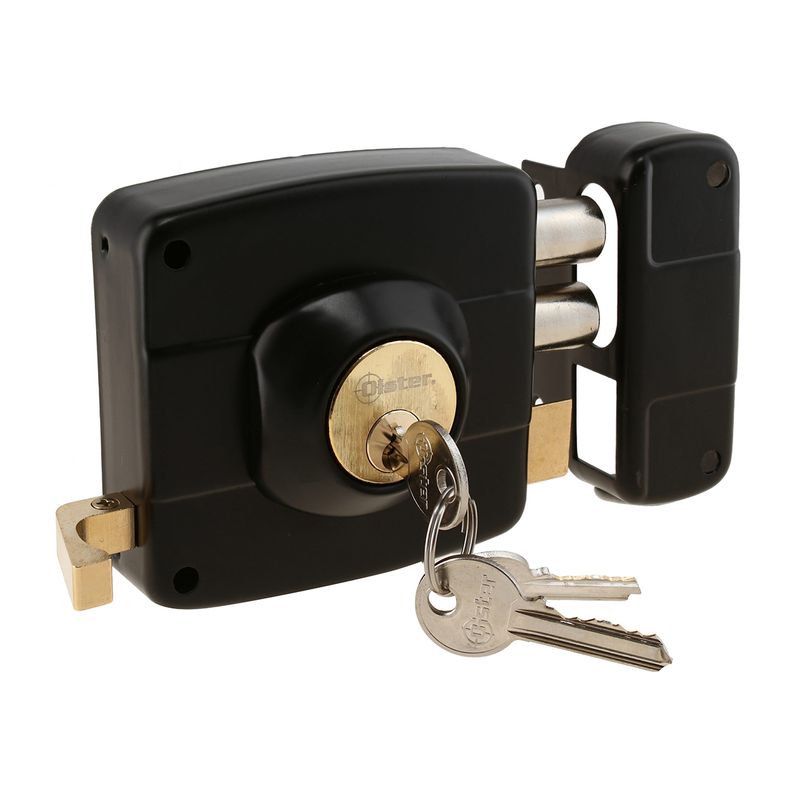 ODIS - Cerradura Sobreponer 110111 Negra con Caja para Reja Oister
