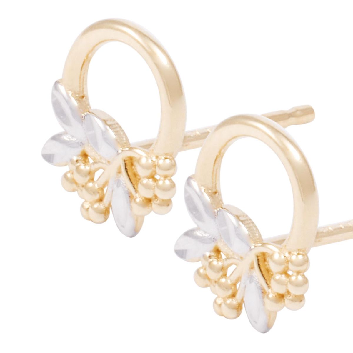 JB JOYAS BARON - Aros de Oro 18Kt Circulo Flor Bicolor