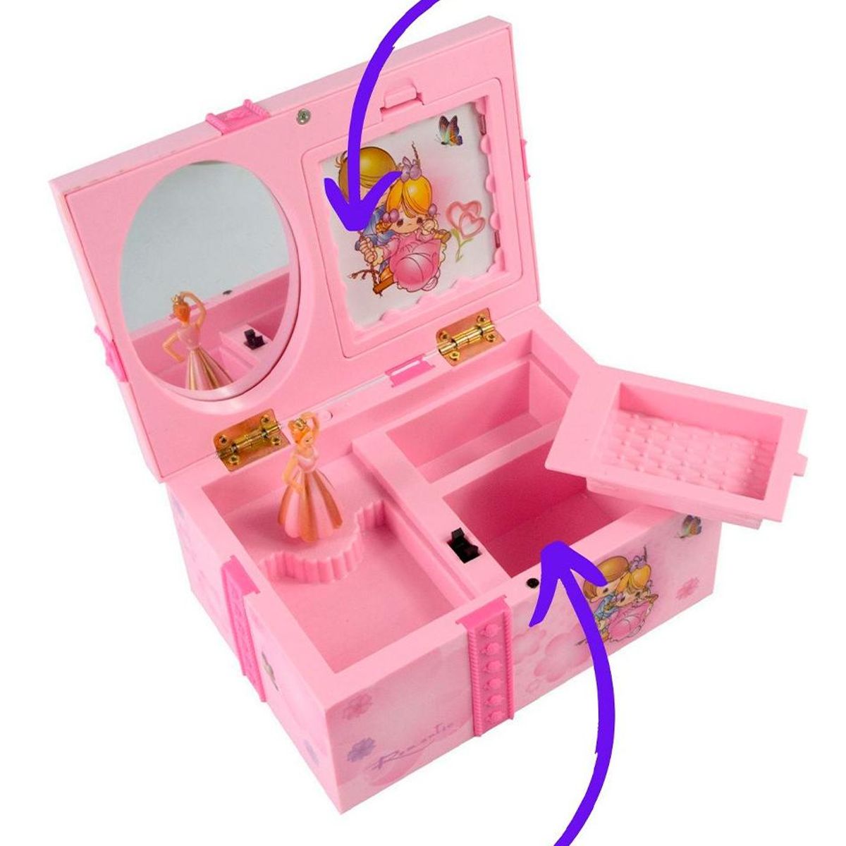 GENERICO - Joyero Musical Infantil con Espejo y Bailarina Danza