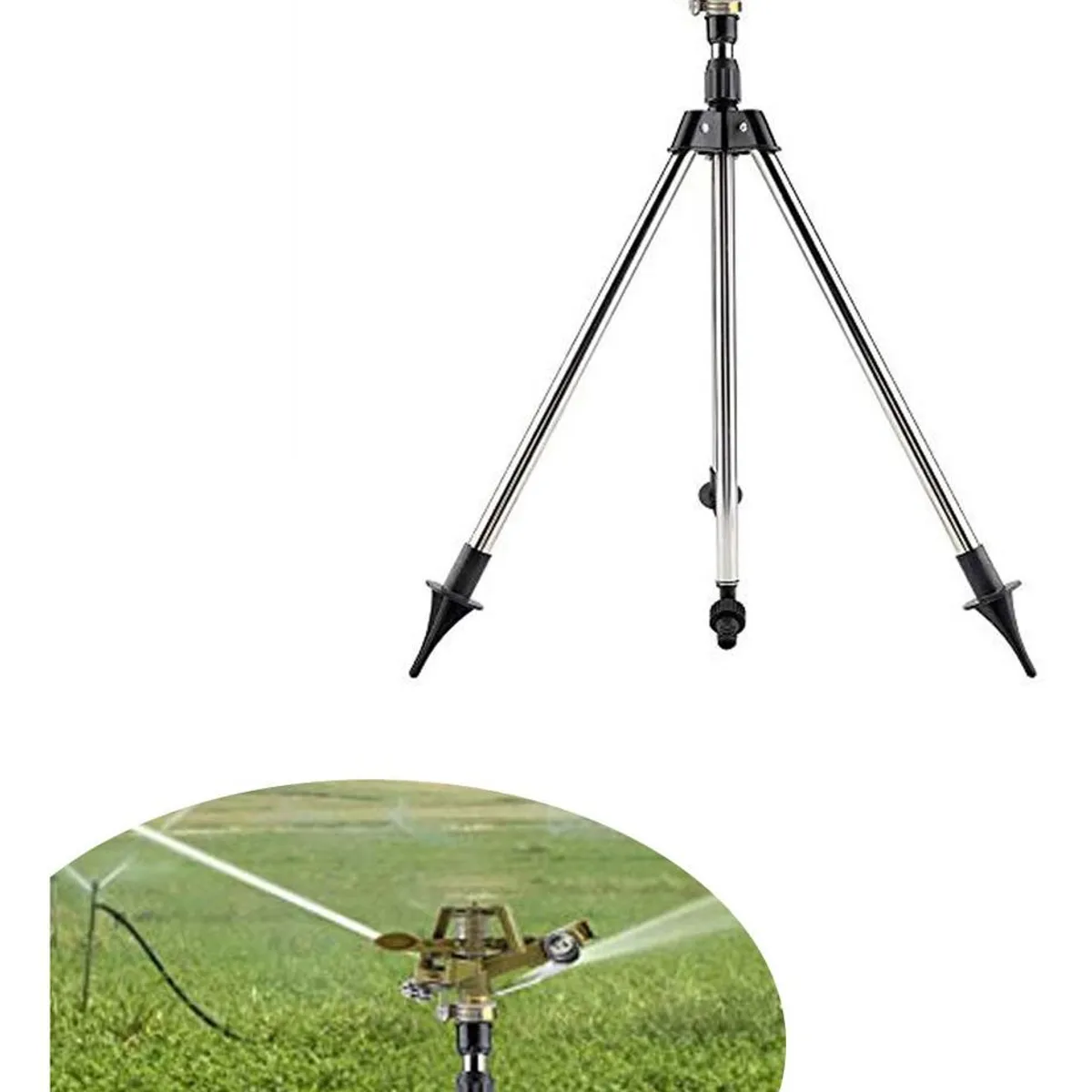 GENERICO - Aspersor Giratorio Telescópico de Jardín 360° Ajustable