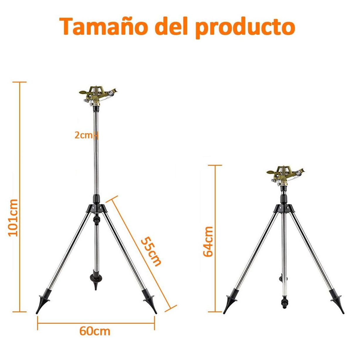 GENERICO - Aspersor Giratorio Telescópico de Jardín 360° Ajustable