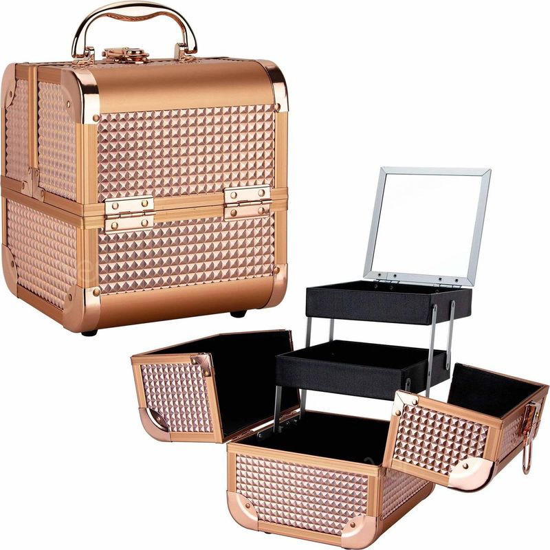 GENERICO - Estuche Organizador de Cosméticos Oro Rosa para Maquillaje