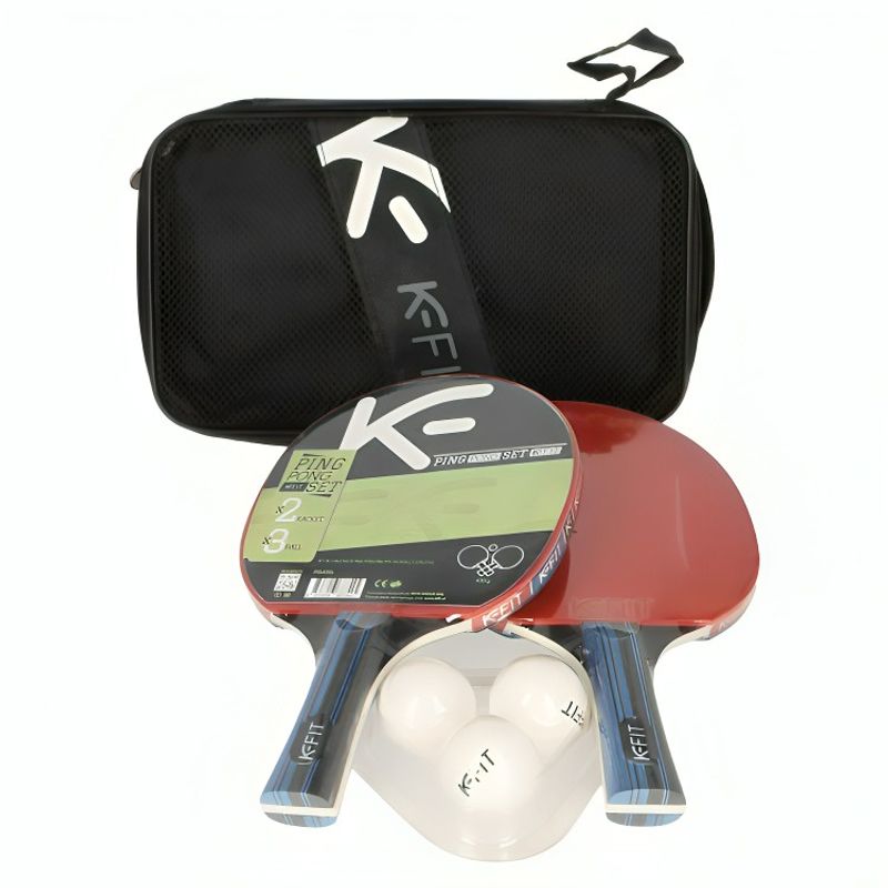 GENERICO - Set de 2 Paletas de Ping Pong + 3 Pelotas K-FIT