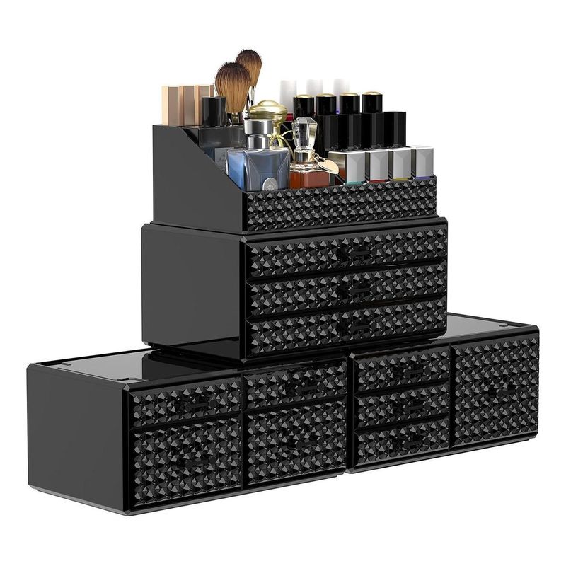 GENERICO - Organizador Ajustable de Maquillaje con 11 Cajones Negros