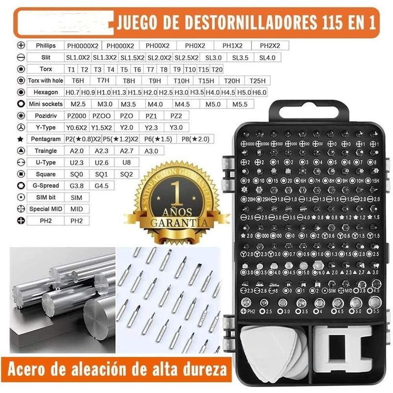 GENERICO - Juego de 115 Destornilladores de Precisión con Accesorios