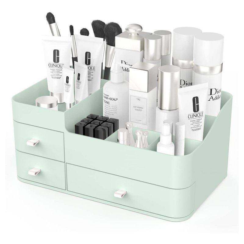 GENERICO - Organizador de Maquillaje Verde con Cajones y Vitrina