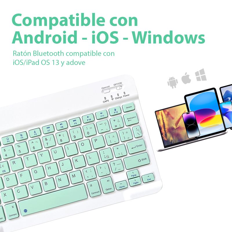 GENERICO - Teclado verde Inalámbrico Portátil con Escritura Cómoda y Silenciosa