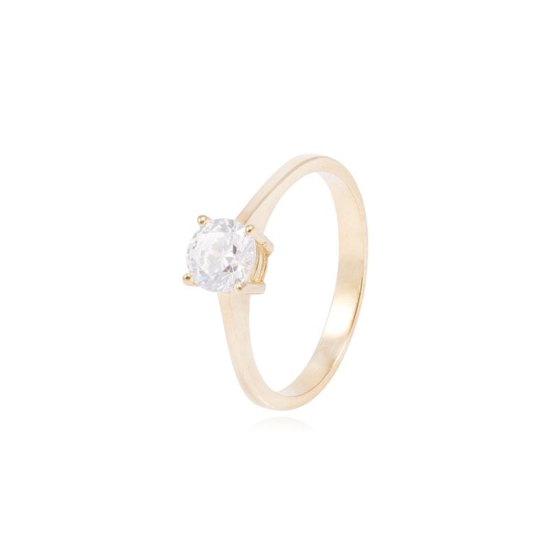 JB JOYAS BARON - Anillo de Oro 18Kt de Compromiso Modelo Solitario Circon