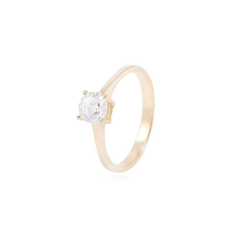 JB JOYAS BARON - Anillo de Oro 18Kt de Compromiso Modelo Solitario Circon