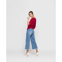 LINEATRE - Polera Mujer Uxía Rojo Oscuro